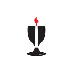 Glass candle icon logo design illustration web