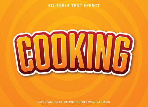 cooking editable text effect template with abstract background use for business logo and brand