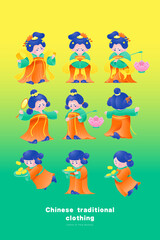 Cute Chinese girl Creative Illustration