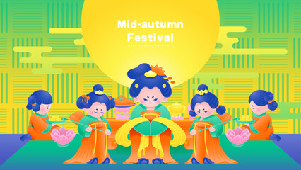 Mid Autumn Festival girls celebrate the moon