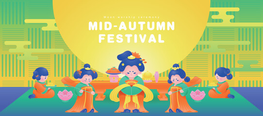 Mid Autumn Festival girls celebrate the moon