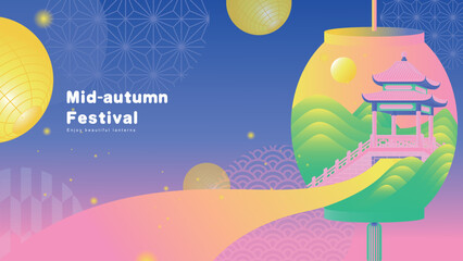 Creative poster of mid autumn festival lanterns
