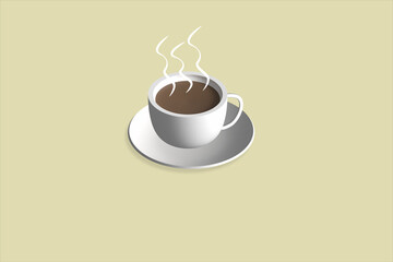 hot coffee white mug ready to serve in the morning 3d rendering illustration