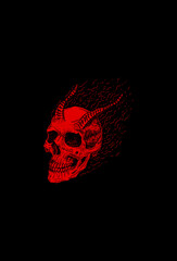 Skull horn with fire artwork illustration