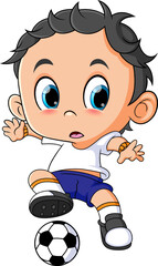 The football player is getting ball and going to shoot