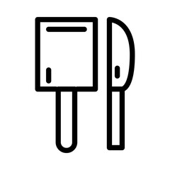 Set of black vector icons, isolated on a white background, on the theme Preparation of ingredients for cooking knives, placemats. Line, outline, stroke