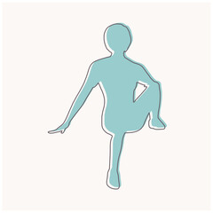 Silhouette of sitting young woman in thin line style