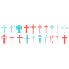 Christian crosses icons collection. Religion concept illustration