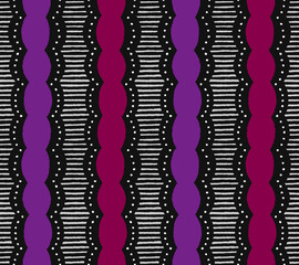 手描きのストライプ風模様　シームレスパターン／紫