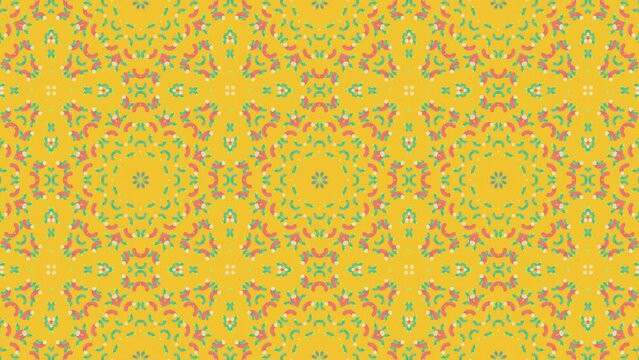 Yellow mosaic patterns spinning on a 4K background