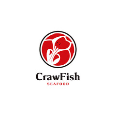 Crawfish lobster seafood logo design, prawn vector illustration