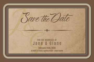 Brown Texture Invitation Card Design, Save the Date Invitation Card