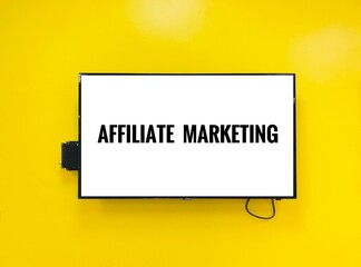 affiliate marketing - text in Television on yellow background