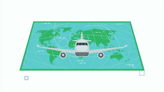 travel vacations animation with airplane