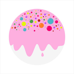donut with pink glaze. donut icon, vector illustration in flat style. Vector illustration