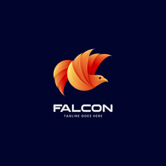 Vector Logo Illustration Falcon Gradient Colorful Style.
