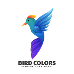 Vector Logo Illustration Bird Gradient Colorful Style.