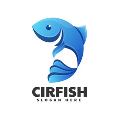 Vector Logo Illustration Fish Gradient Colorful Style.