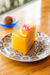 orange cake on beautiful plate