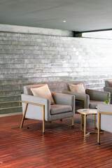 beautiful sofa on outdoor balcony