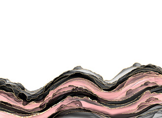 Alcohol ink background. Luxury border. Black and pink banner.  Wavy art.