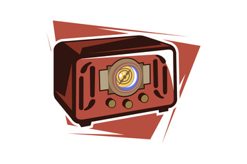 vintage radio. Retro radio. vector illustration  isolated on background. Simple radio icon Vector illustration, EPS10. - Vector.