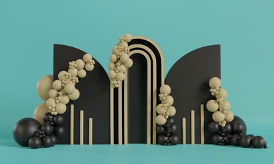 3D Wedding Geometric Decoration illustration with transparent background 3d render