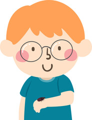 Kid Boy Bug Pet Beetle Arm Illustration