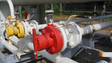 Obraz premium Liquid propane gas station. LPG station for filling liquefied gas into the vehicle tanks.