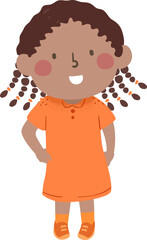 Kid Girl Wears Orange Outfit Illustration