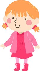 Kid Girl Wears Pink Outfit Illustration
