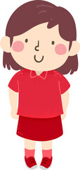 Kid Girl Wears Red Outfit Illustration