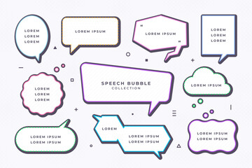 シンプルでポップな吹き出しセット06 レトロポップ / 線幅編集可能　複合シェイプ / ふきだし,フキダシ,フレーム,枠,イラスト