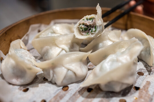 Popular Taiwanese Food - Steamed Vegetable Dimsum at Restaurant