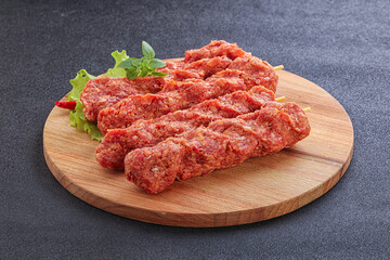 Fototapeta na wymiar Raw beef kebab minced meat