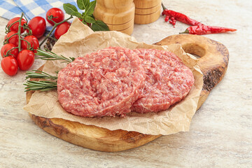 Raw pork cutlet for burger