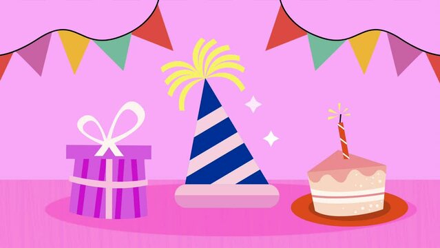 happy birthday animation with garlands