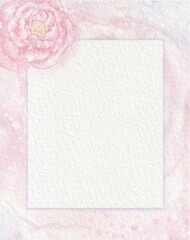 Template watercolor card with peonies for wedding invitations, birthday greetings, March 8, Valentine's Day and other holidays. White text frame. For designers, websites, posters, for printed products