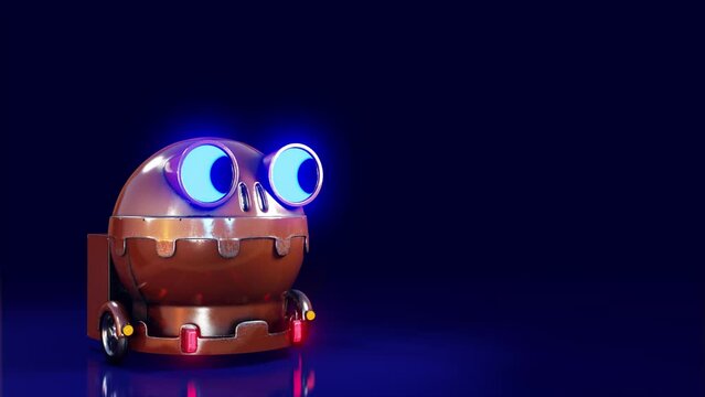 A 3D animated loop of a creepy Halloween ice cream cart with a jack o'lantern salesperson is set against a dark blue background.