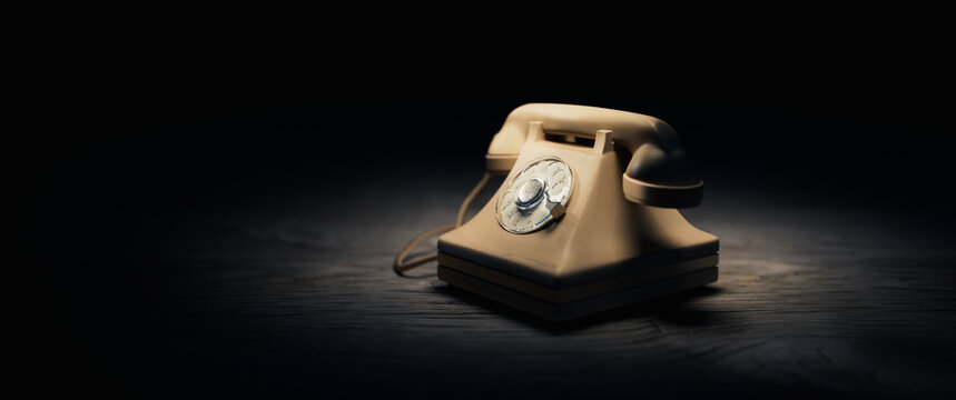 old rotary phone. 3d rendering, illustration