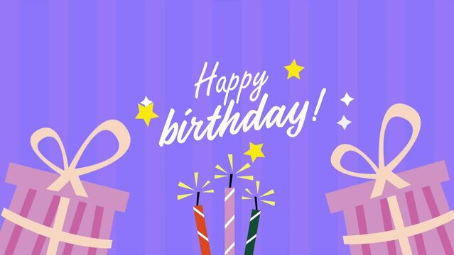 happy birthday lettering animation with gifts