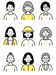 色々なシニア女性のイラスト素材セット
