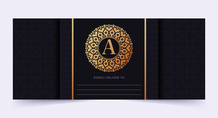 Luxury dark invitation card with border