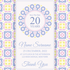 soft abstract pattern birthday invitation design