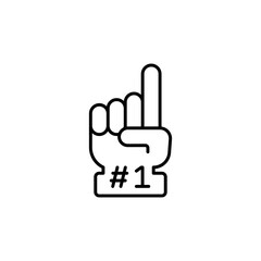Obraz premium Number 1 foam glove icon. Simple outline style. Fan logo hand with finger up. Thin line vector illustration isolated on white background. EPS 10.