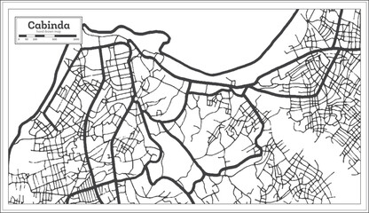 Cabinda Angola City Map in Black and White Color in Retro Style Isolated on White.