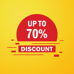 Up to 70 percentage off Sale. Discount offer price sign. Special offer symbol. Discount tag badge Vector Illustration. Perfect design for shop and sale banners Up To 70 Off Shopping