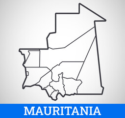 Simple outline map of Mauritania. Vector graphic illustration.