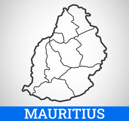 Simple outline map of Mauritius. Vector graphic illustration.