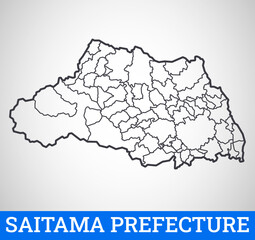 Simple outline map of Saitama Prefecture, Japan. Vector graphic illustration.